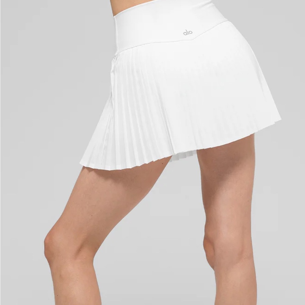 ALO Yoga White Pleated Mini Skirt